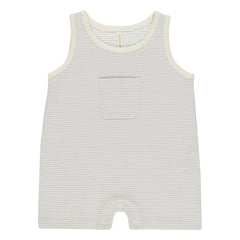 Quincy Mae – Gestreifter Overall-Shorts mit Taschen | Ecru