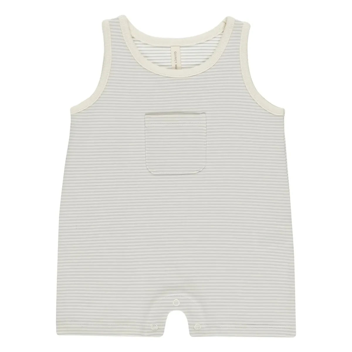 Quincy Mae – Gestreifter Overall-Shorts mit Taschen | Ecru