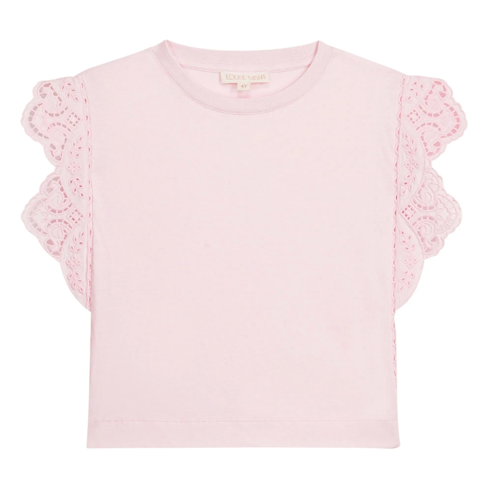 Louise Misha - Malalia besticktes T-Shirt Bio-Baumwolle | Pink