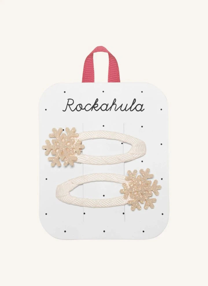 Rockahula Kids - 2er-Set Glitzernde Schneeflocken-Haarspangen | Hellrosa