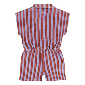 Tumble N'Dry – La Barre Zweistreifiger Strampler aus Bio-Baumwolle | Lila