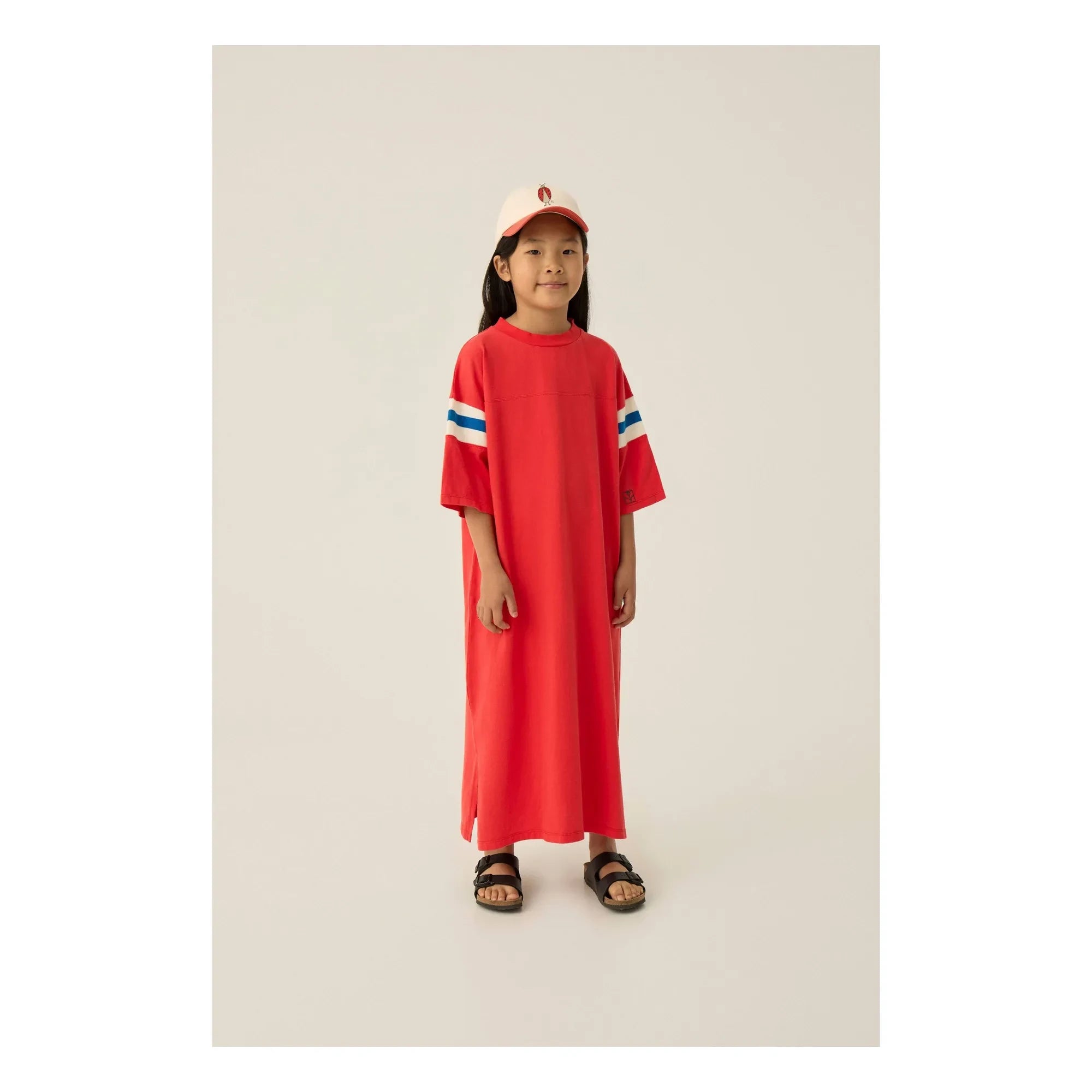 The Campamento - Oversize-Kontraststreifen-Kleid | Rot