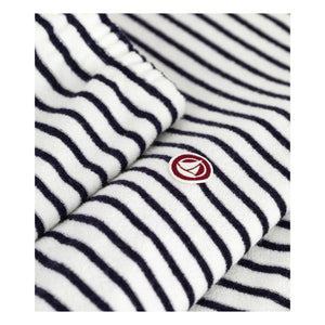 Petit Bateau - Gestreifter Pyjama aus Frottee | Ecru