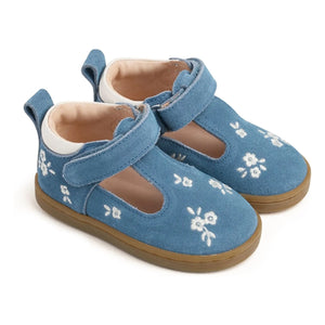 Lazare - Babies Pia Etoile Blumen Bestickt Wildleder | Denim Blau