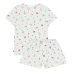 Petit Bateau - Gestreifte Pyjamashorts mit Blumenmuster | Grün