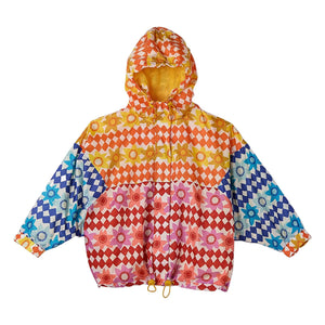 Fabula - Damier Fleurs Windjacke | Orange