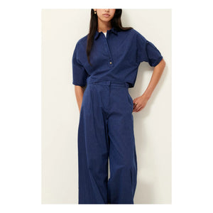 Sessùn - Hose Provencia aus gestreifter Baumwolle | Marineblau