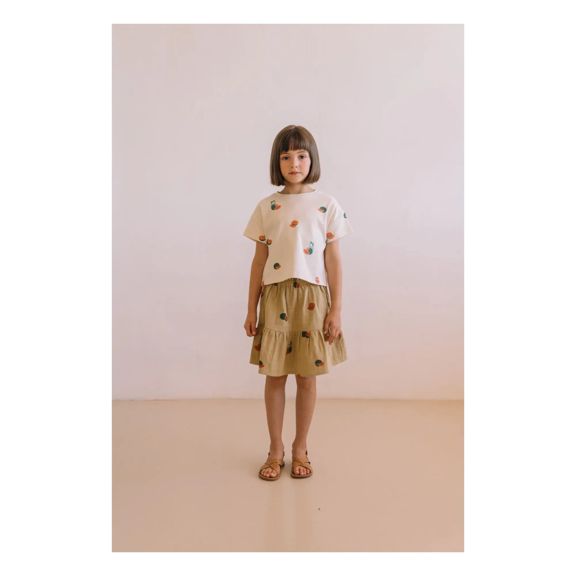 Studio Bohème - Crop Flow T-Shirt Wassermelone Bio-Baumwolle | Ecru