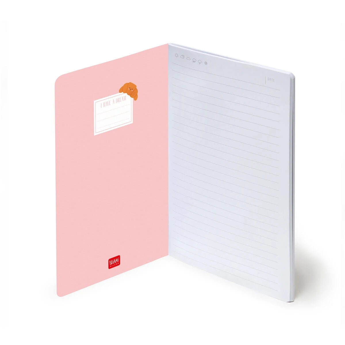 Legami - Çizgili A5 Defter - Resimli Sert Kapak - Kruvasan