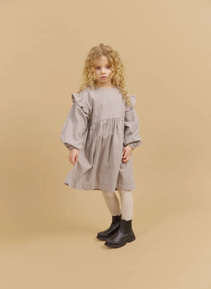 Wheat - Gro Kareli Bio-Baumwollkleid | Grau