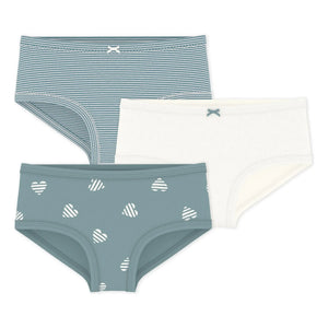 Petit Bateau - Gestreifte Hochbund-Slips, 3er-Pack | Grau-blau