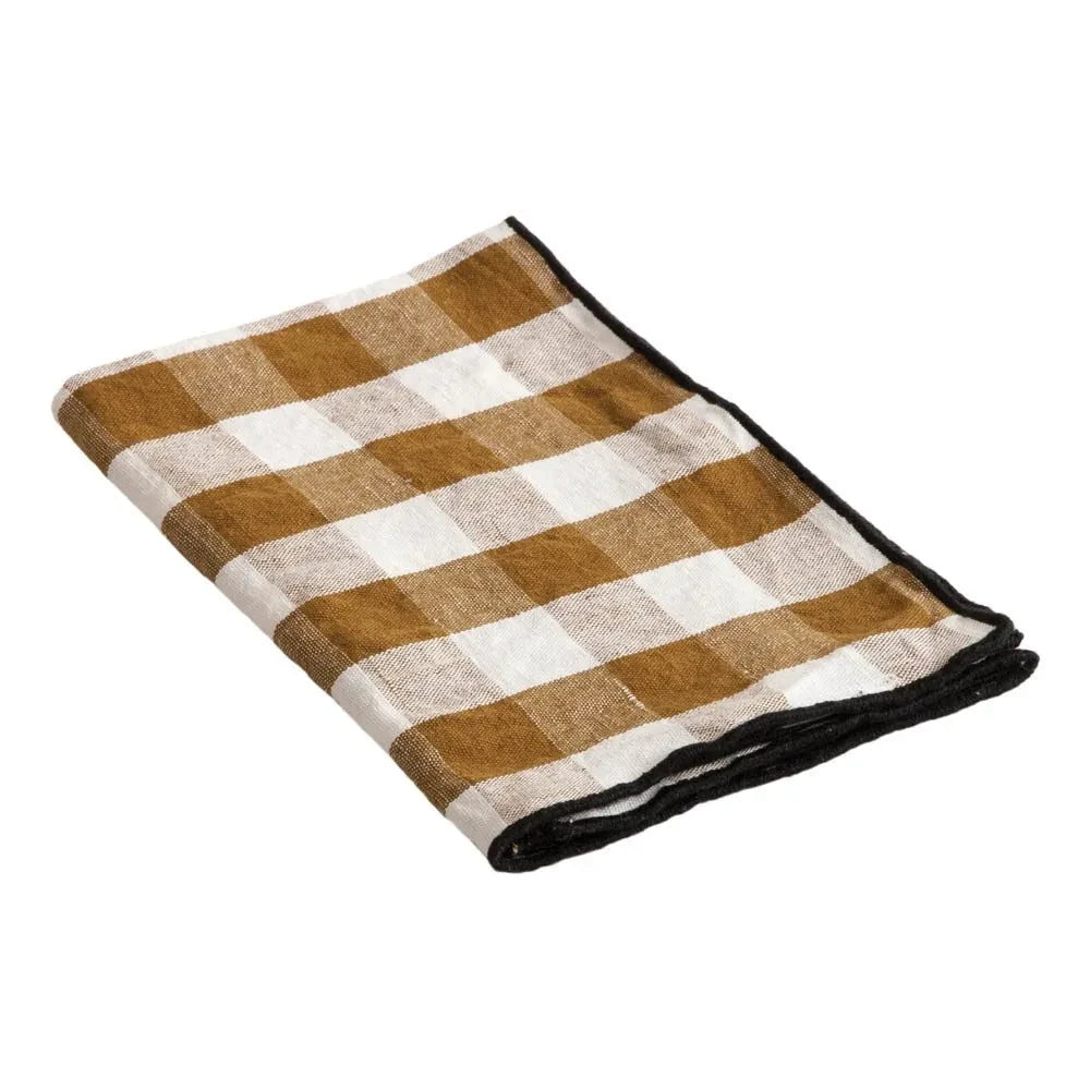 Maison de Vacances - Bourdon Schwarzes Gitter-Gingham-Serviette | Vichy Épices