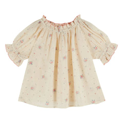 Emile et Ida - Ballonbluse mit Blumenmuster Bio-Baumwolle | Creme