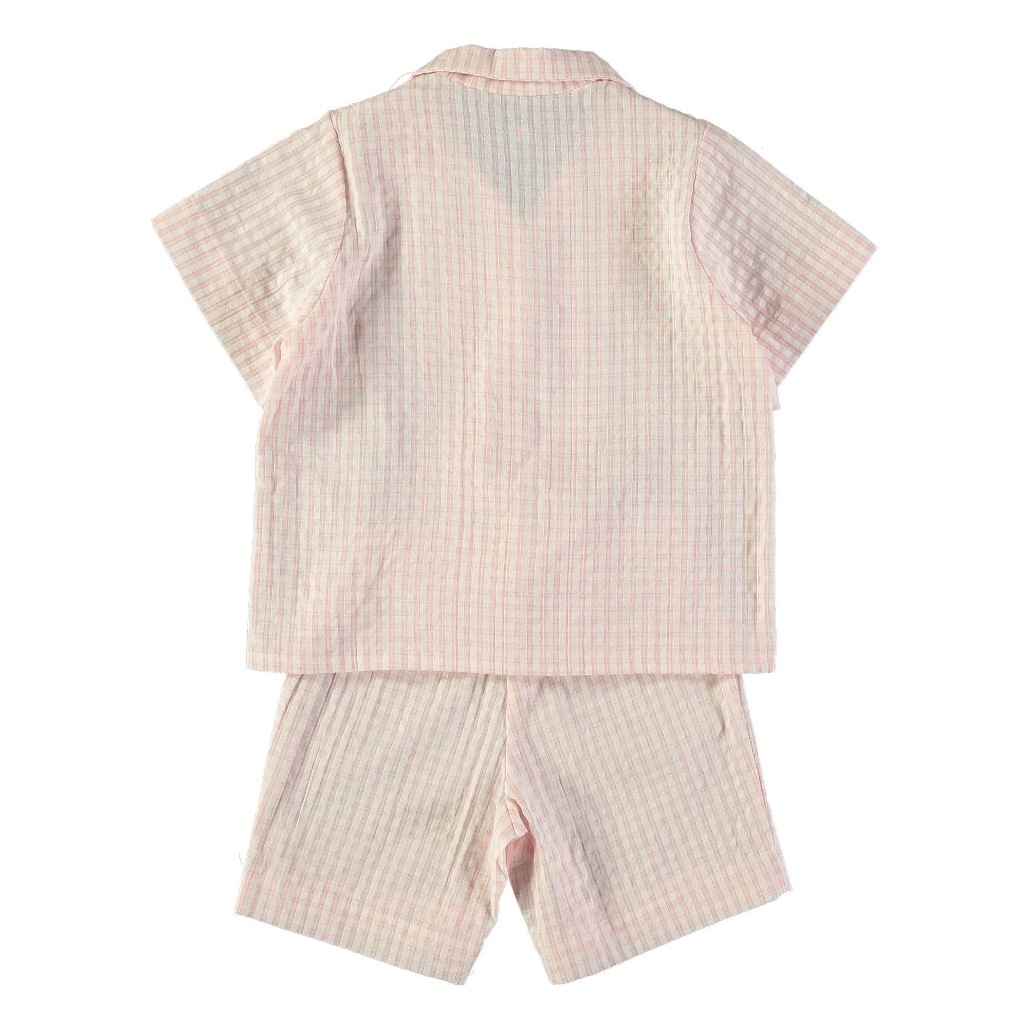 Risu Risu – kariertes Pyjama-Set aus Bio-Baumwolle | Ecru