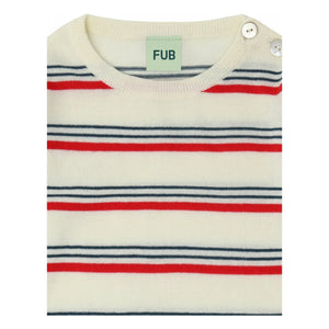 FUB - Gestreifter Bio-Baumwoll-Langarmbody | Rot