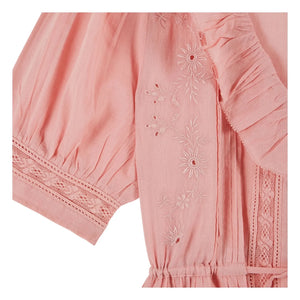 Emile et Ida – Rüschenbluse aus bestickter Baumwolle | Rosa
