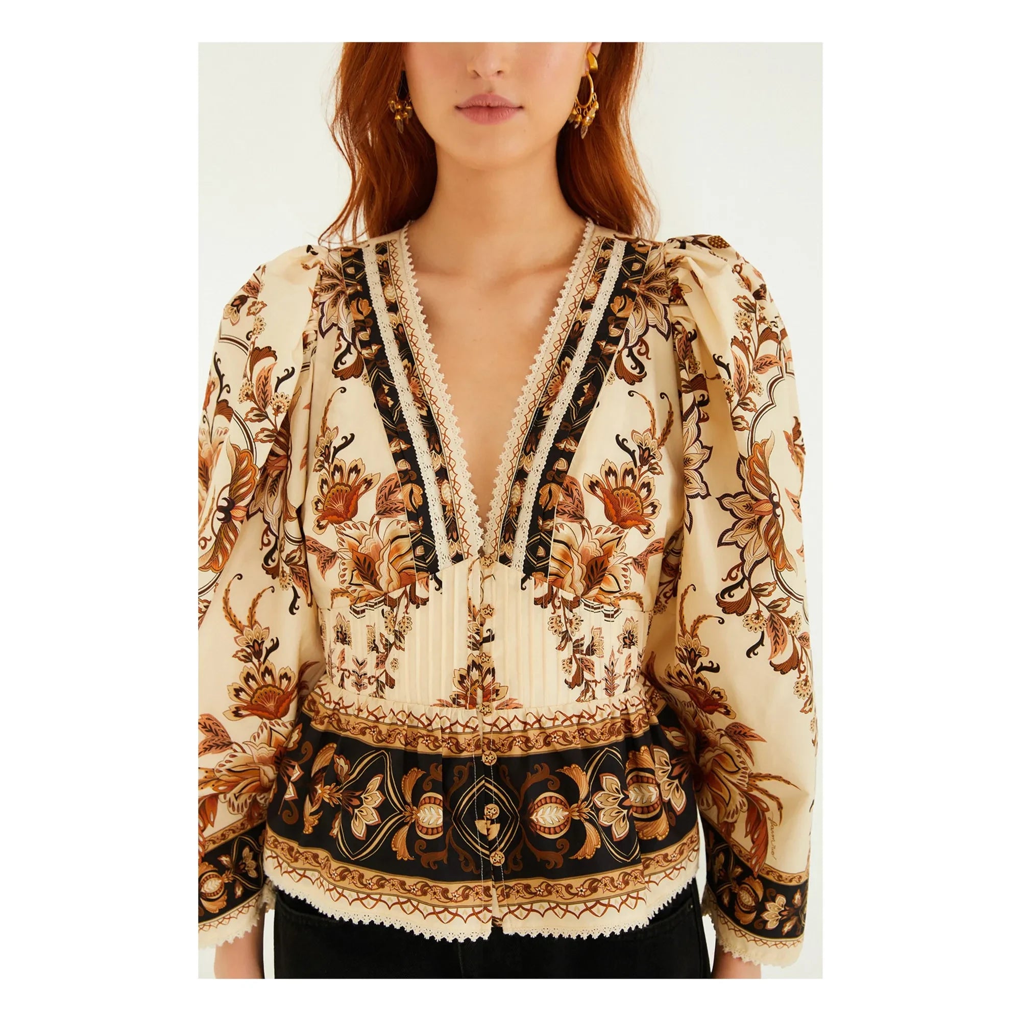 Farm Rio - Majestic Garden Bluse | Sand