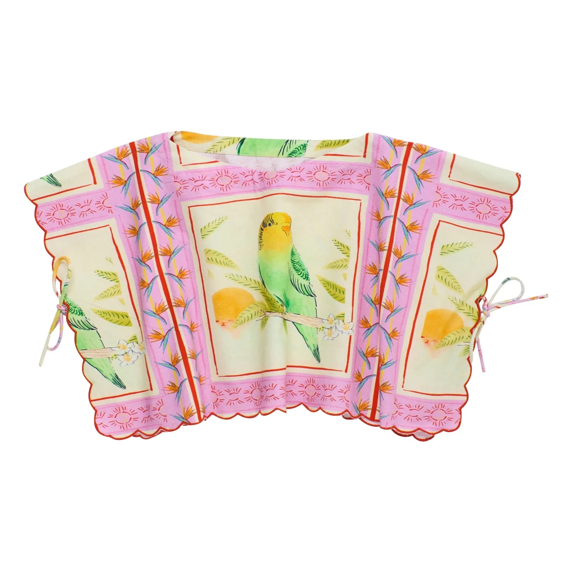 Maison Mangostan - Vogel Patchwork Oberteil | Rosa