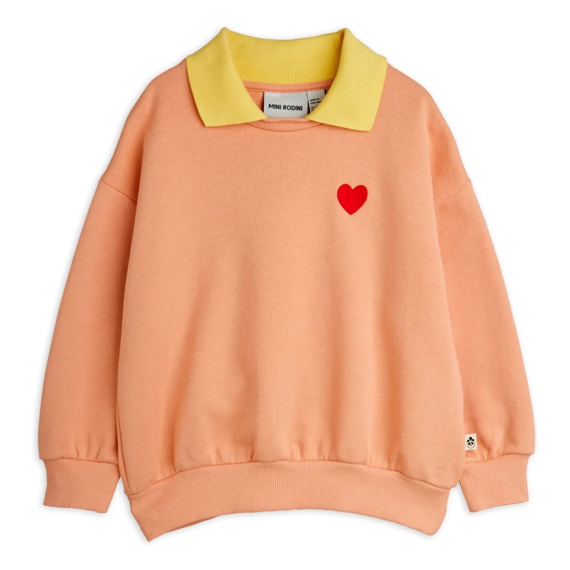 Mini Rodini - Sweatshirt aus Bio-Baumwolle mit Herzkragen | Hellrosa