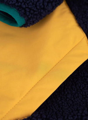 Petit Bateau - Midnight blaufarbige Colorblock-Sherpa-Jacke