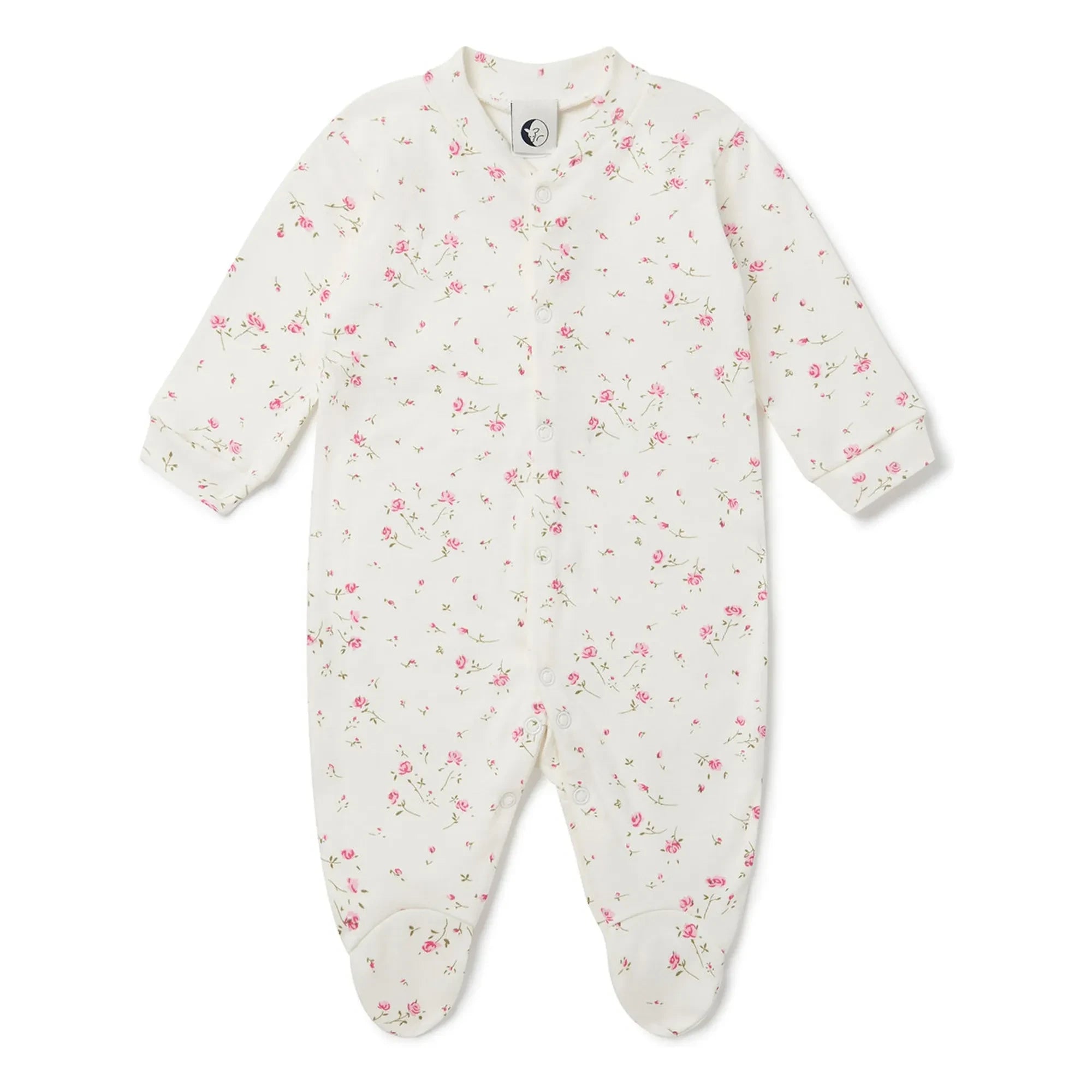 Sleepy Doe - Schlafanzug mit Füßlingen und Blumenmuster aus Bio-Baumwolle | Weiß