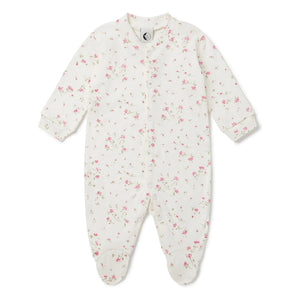 Sleepy Doe - Schlafanzug mit Füßlingen und Blumenmuster aus Bio-Baumwolle | Weiß