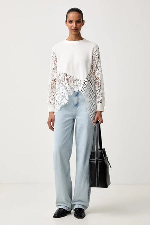 AllSaints Kadın Pamuk Elastan Bluz MALORIE LS TOP