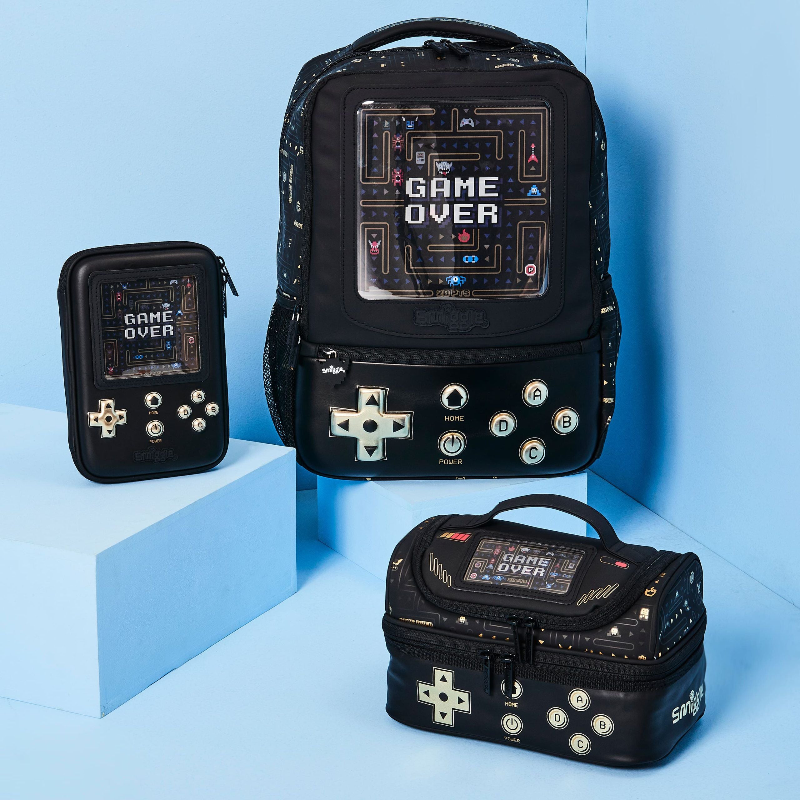 Smiggle - 3D Kabartmalı Tetris Temalı Gamer Hardtop Kalem Kutusu-Dinossi