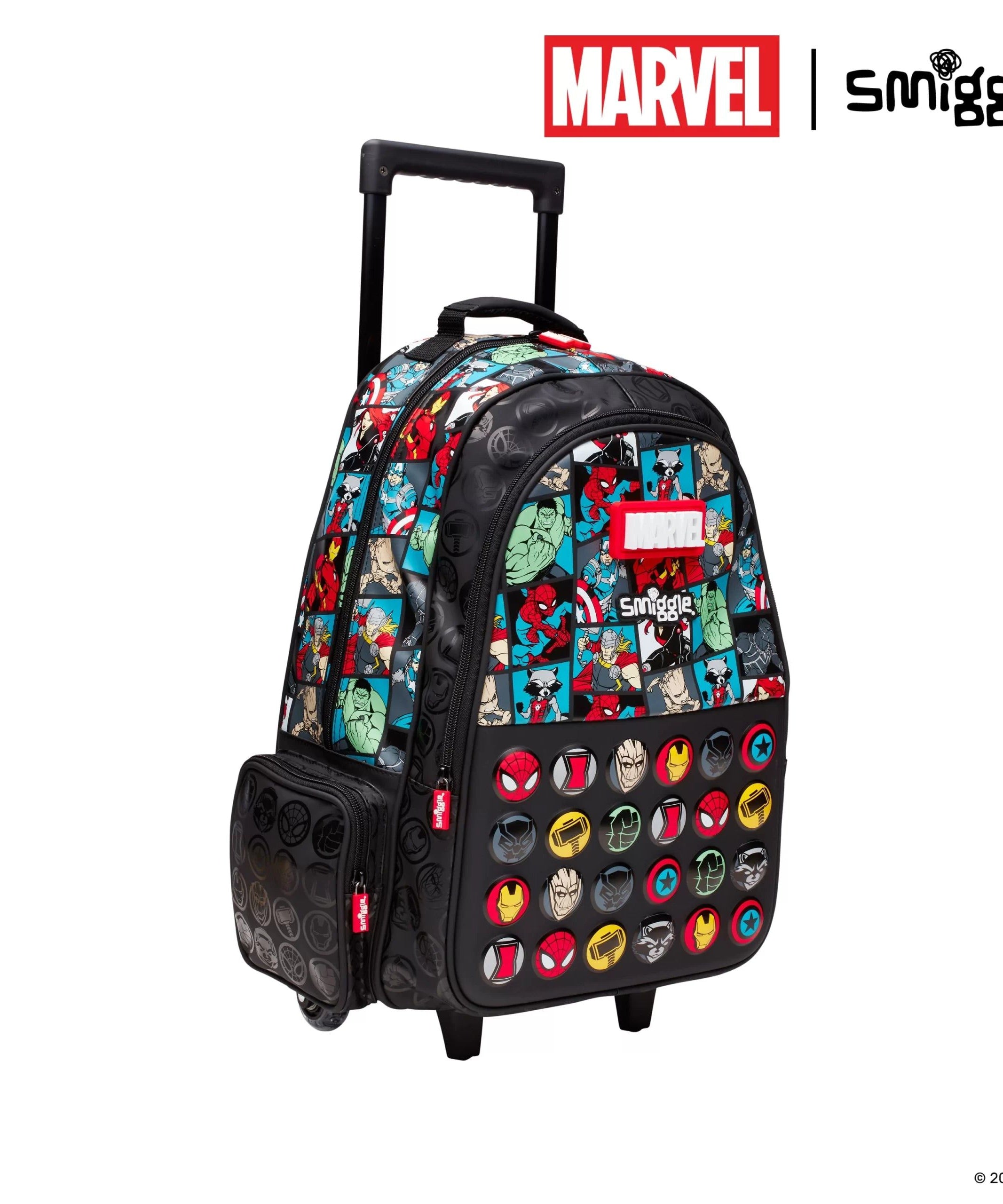 Smiggle - Marvel Çekçekli Işıklı Tekerlekli Çanta-Dinossi