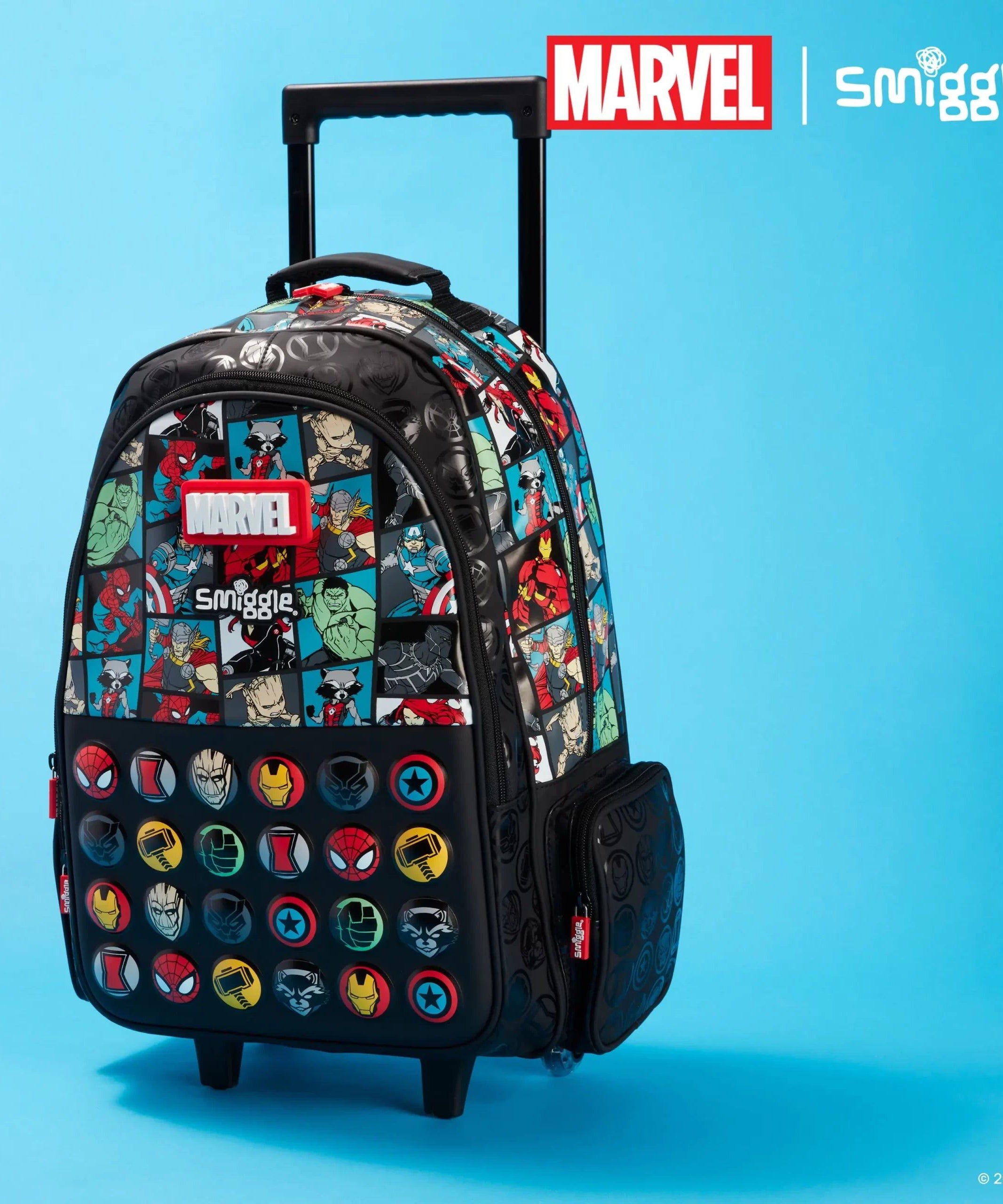 Smiggle - Marvel Çekçekli Işıklı Tekerlekli Çanta-Dinossi
