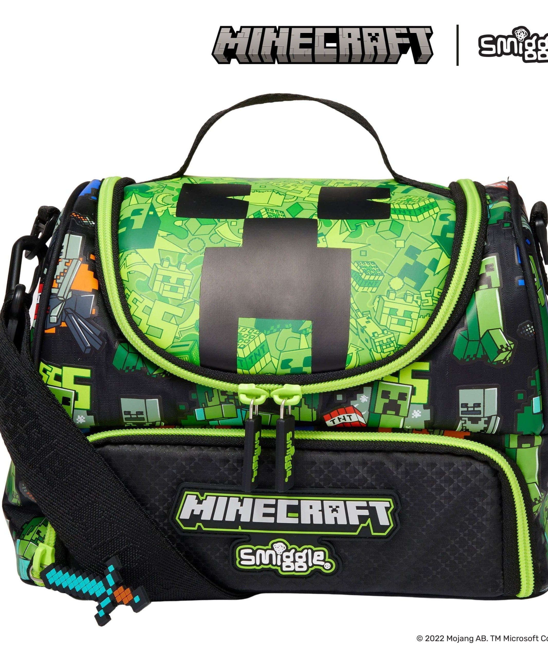 Smiggle - Minecraft Çift Katlı Askılı Beslenme Çantası-Dinossi