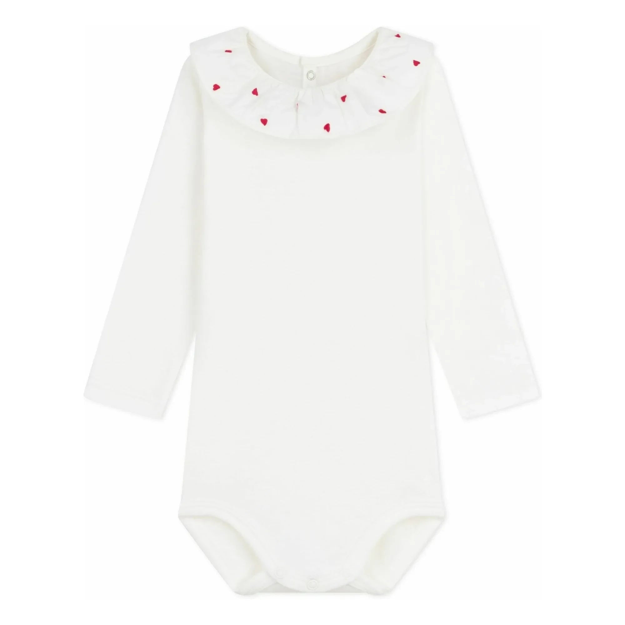 Petit Bateau - Bio-Baumwoll-Body mit Rüschenkragen | Weiß