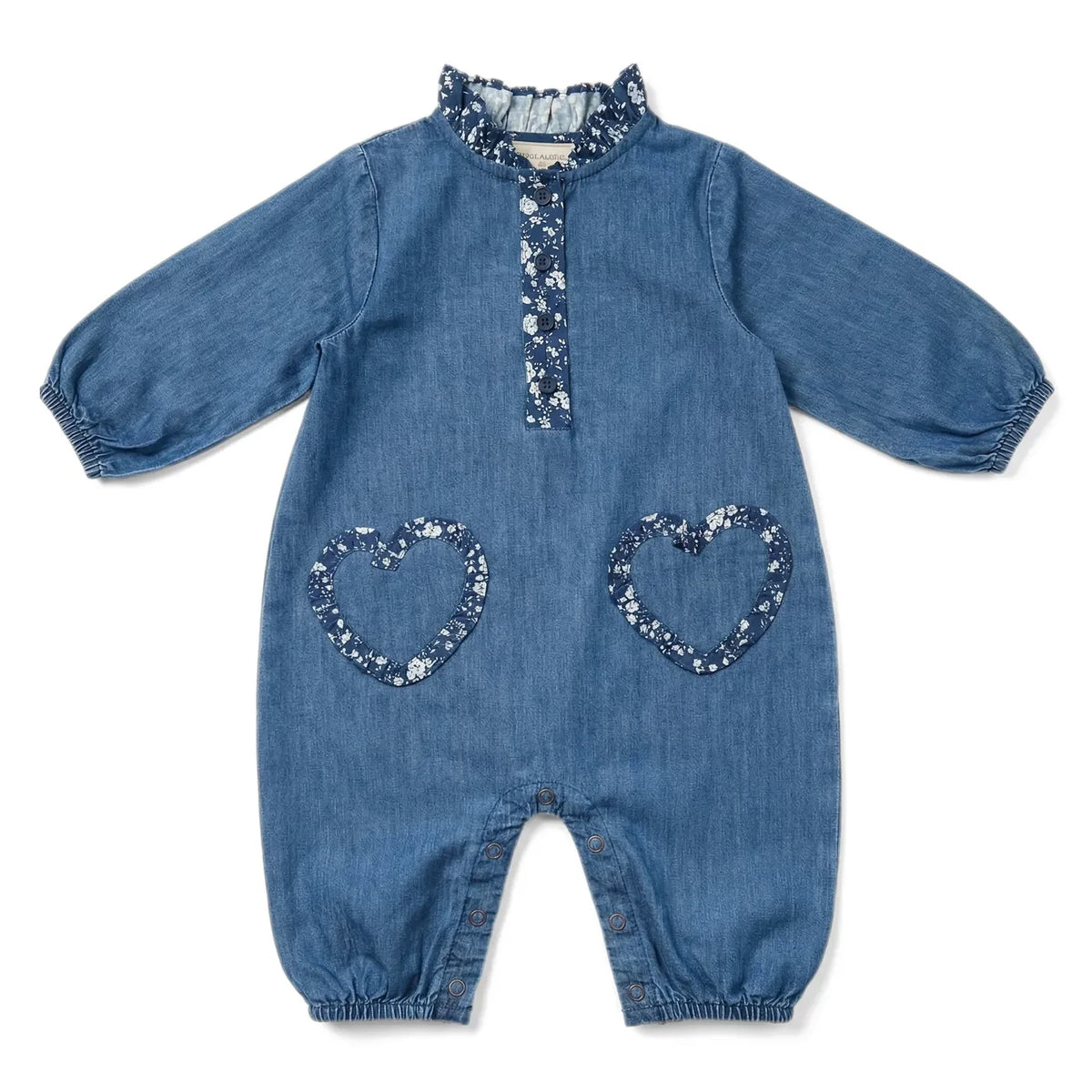 Louis Louise - Garlone Denim Geblümter Overall | Blau