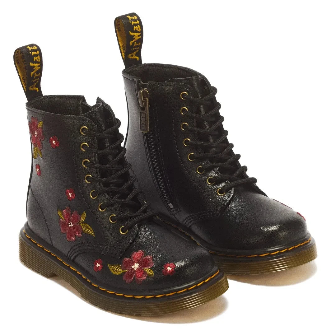 Dr Martens - Geblümte 1460 T Schnürstiefel | Schwarz