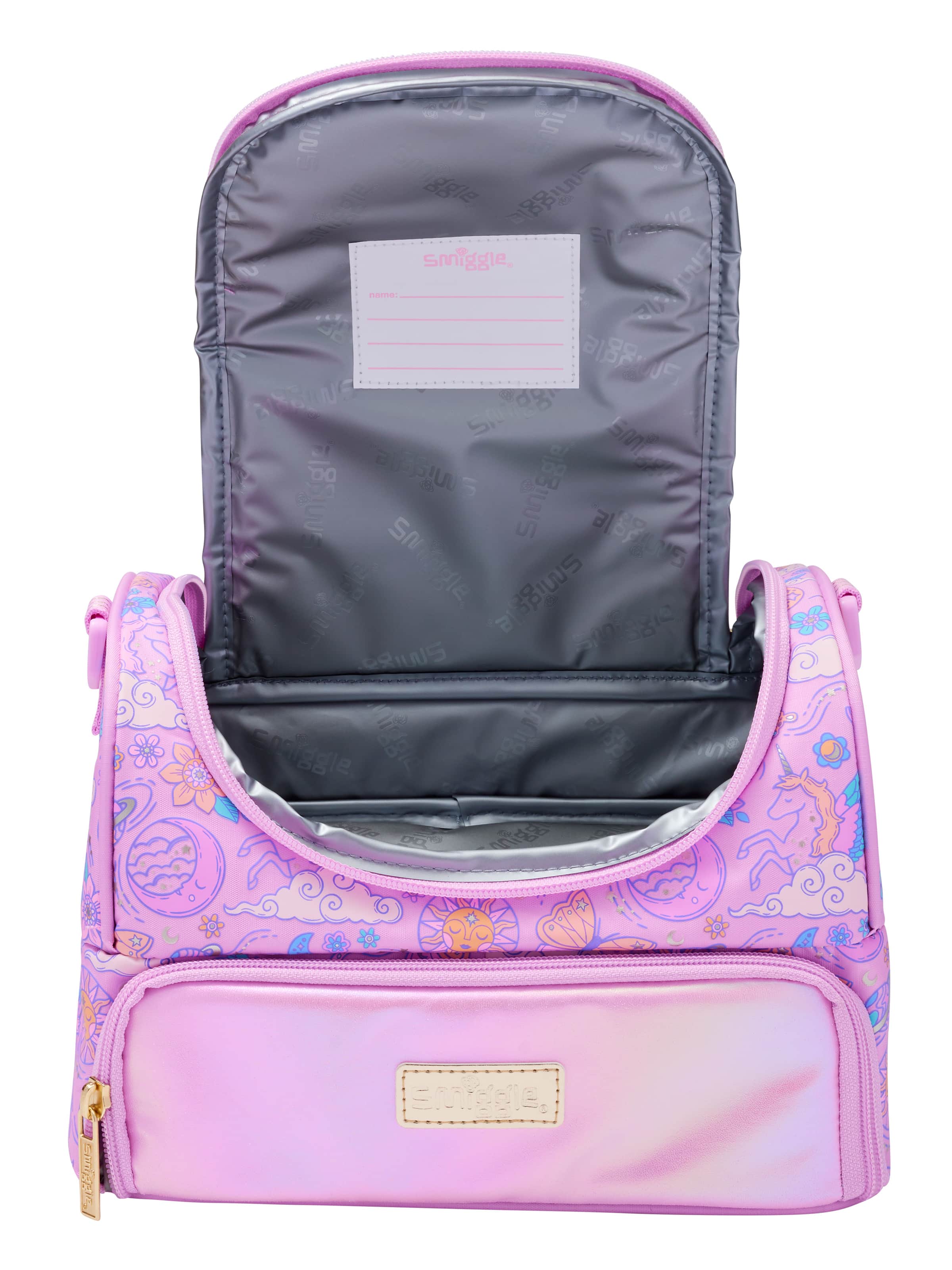 Smiggle - Cosmos Askılı Büyük İkili Beslenme Çantası-Dinossi