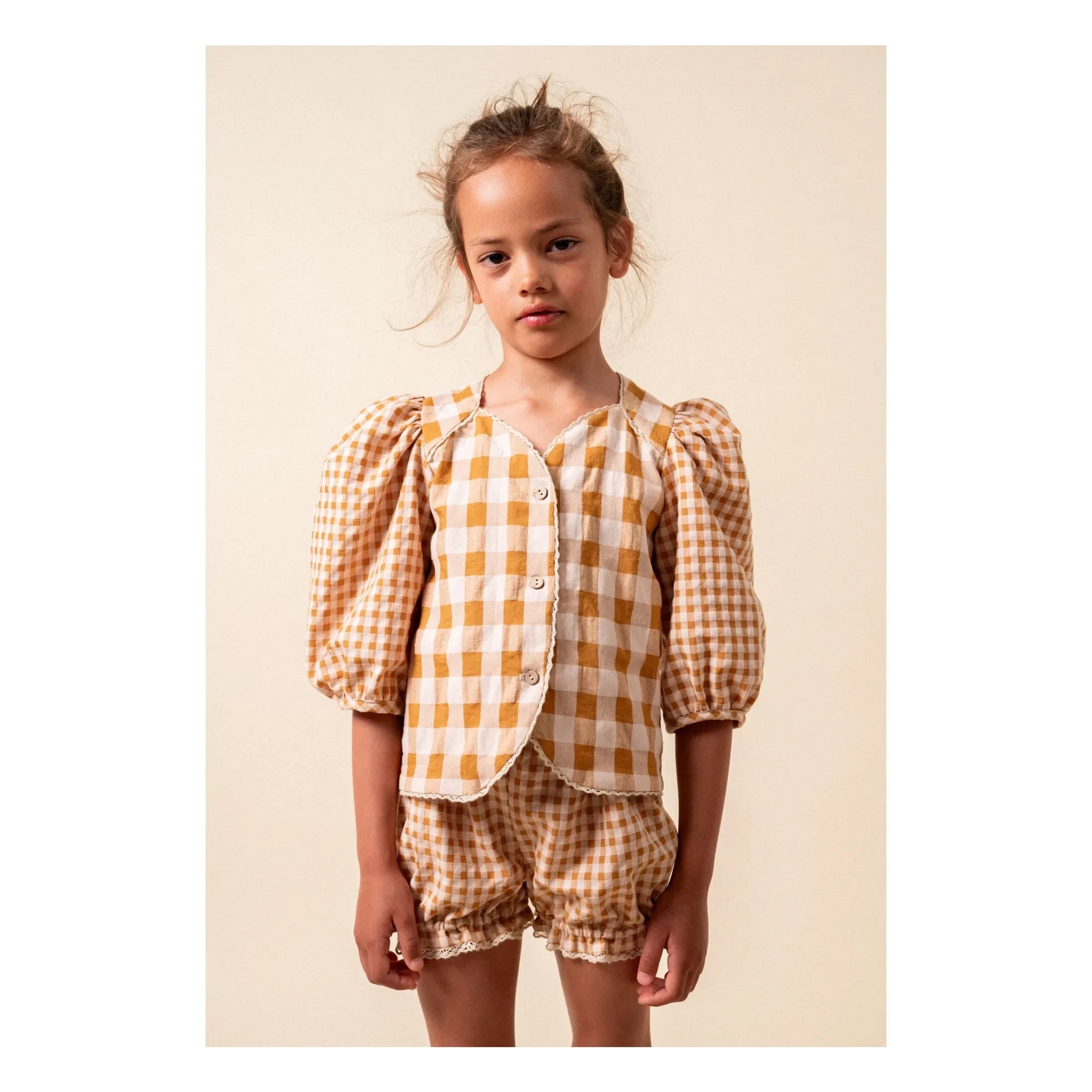 birinit - Vichy Bio-Baumwollbluse | Karamell