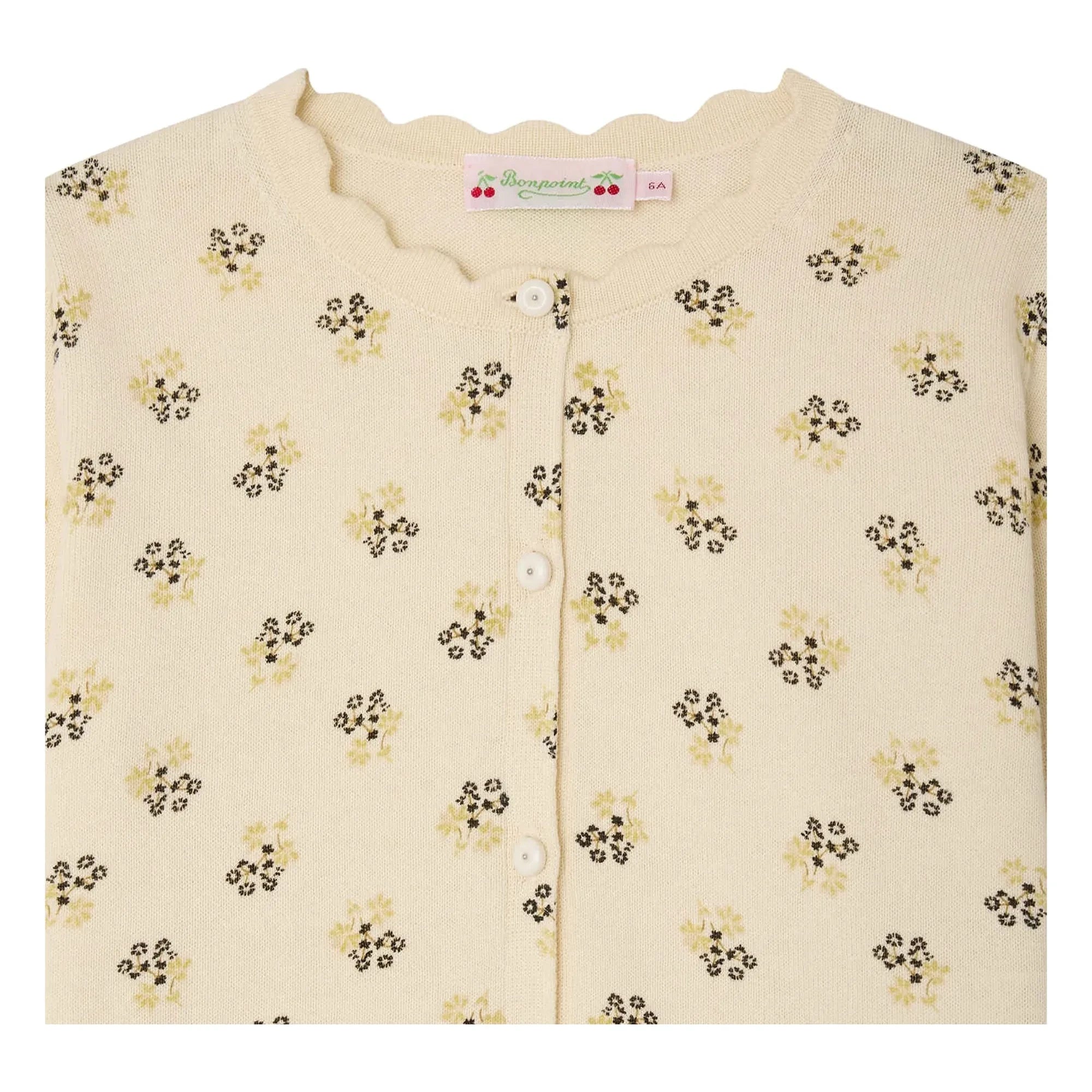 Bonpoint - Lume Fleuri Bio-Baumwolle Strickjacke | Ecru