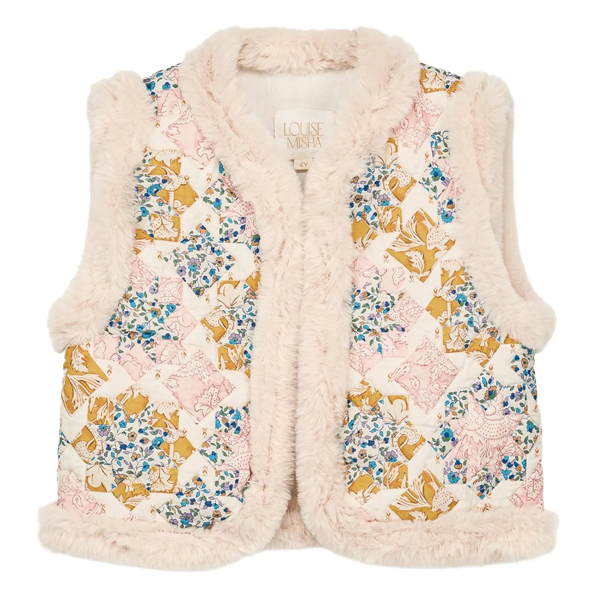 Louise Misha - Librane Ärmellose Jacke mit Pelzimitat aus Bio-Baumwolle | Creme