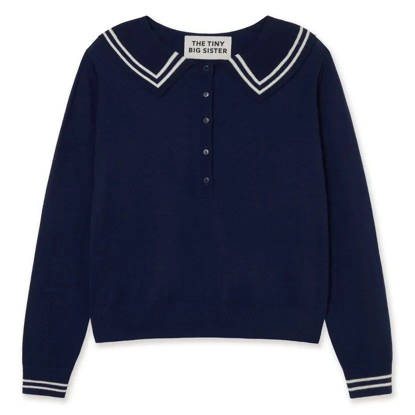 The Tiny Big Sister - Woll-Matrosenpullover | Marineblau
