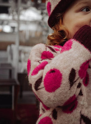 Fliink - Stern-Kirschen Alpaka Wolle Cardigan | Rosa