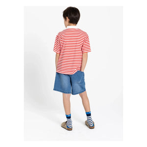 Smallable Kid - Tilo gestreiftes Bio-Baumwoll-Polohemd | Dunkelrot