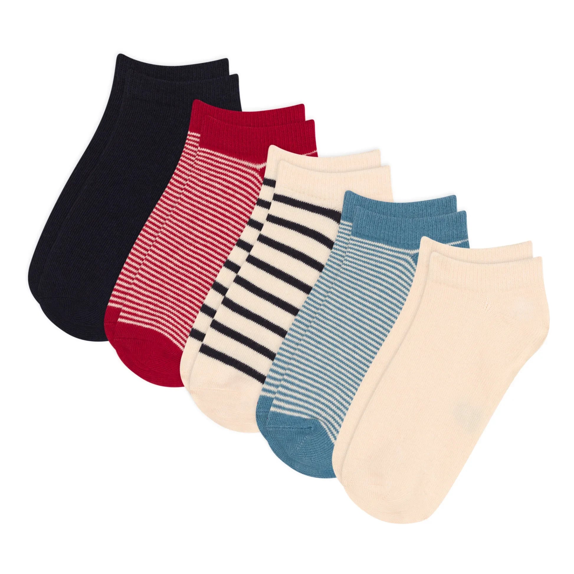 Petit Bateau - 5er-Pack gestreifte Socken | Ecru