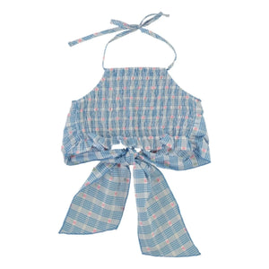 Bebe Organic - Oberteil Knoten Ida Karomuster | Hellblau
