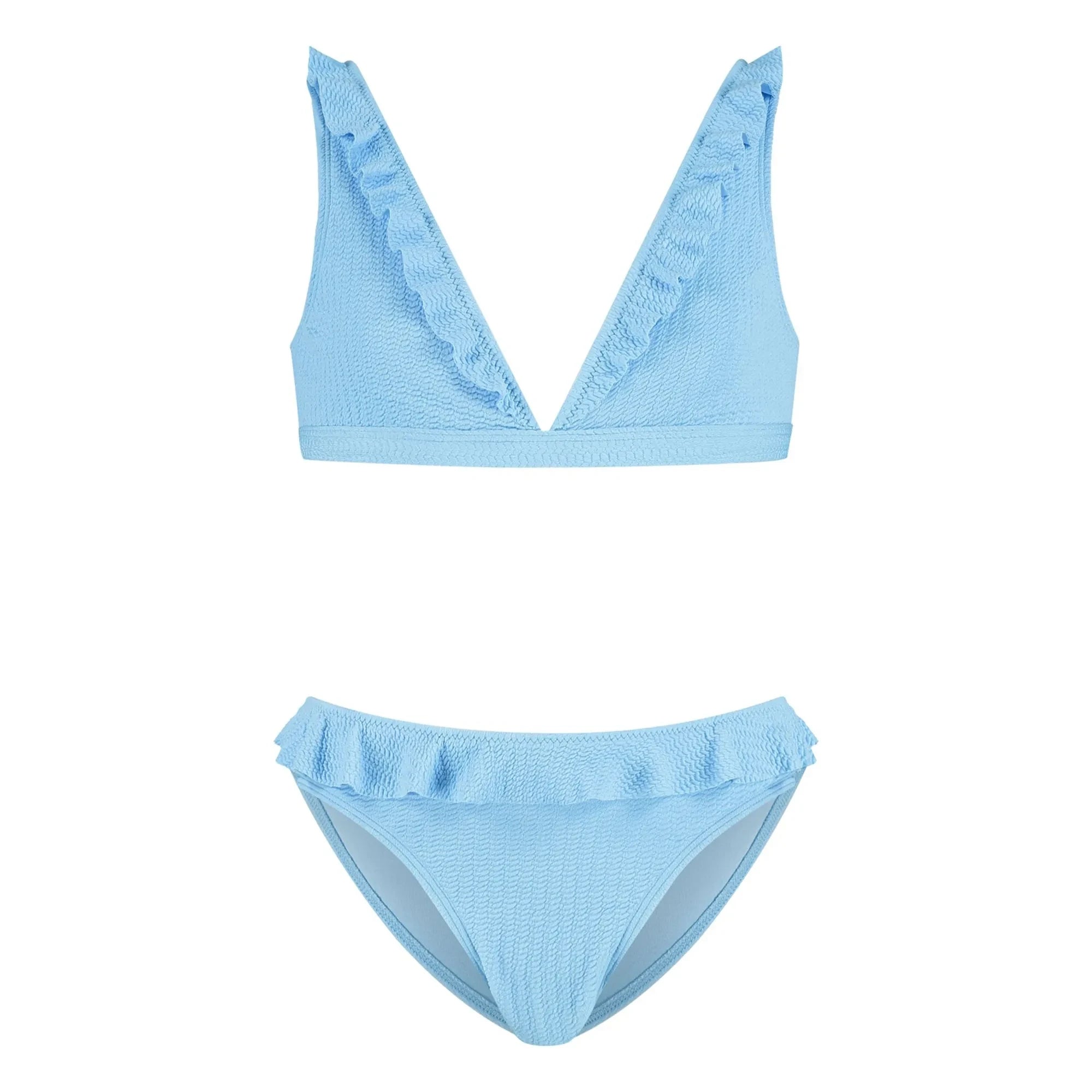 Beachlife - Texturierter Rüschen-Bikini | Hellblau
