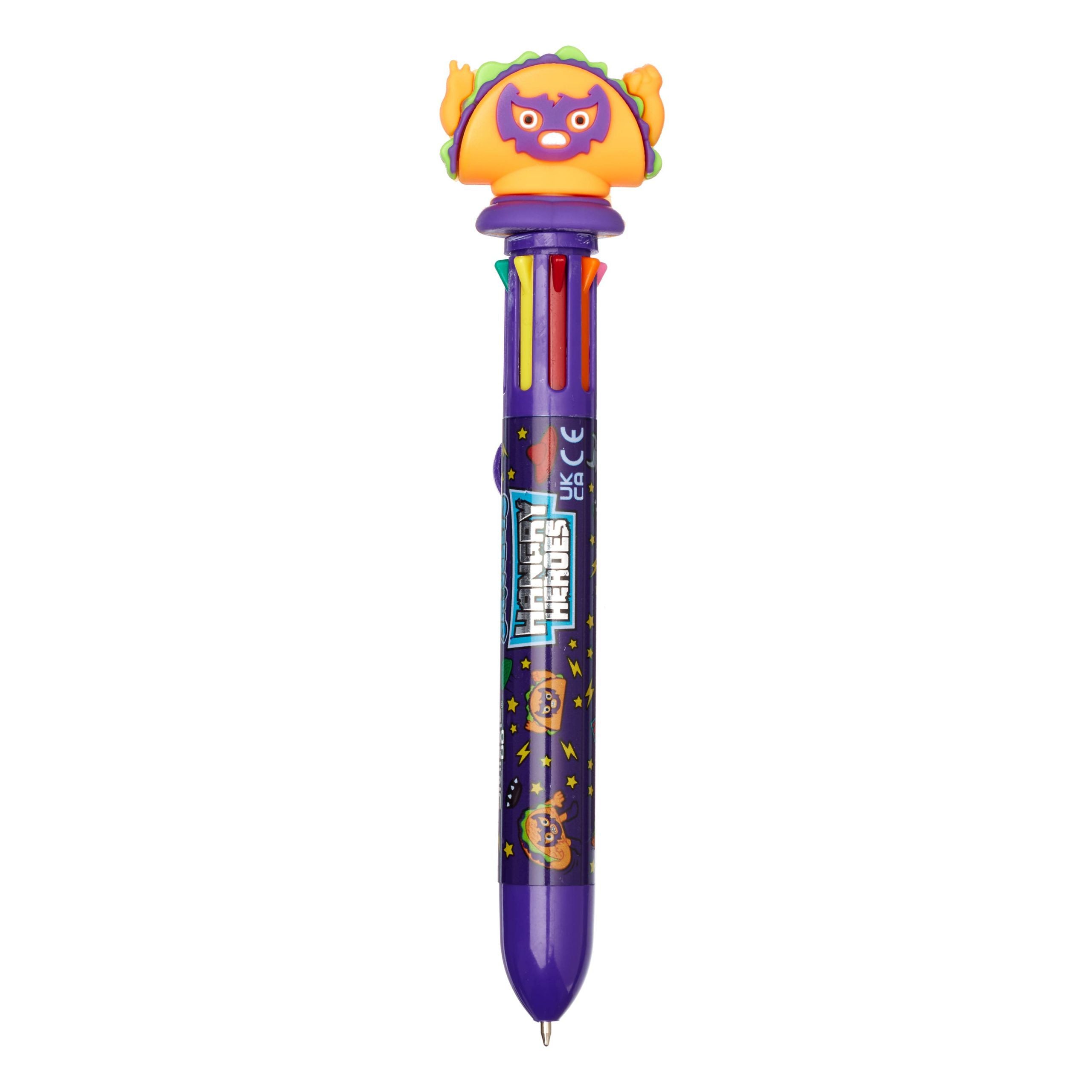 Smiggle - Hangry Heroes 8 Renkli Gökkuşağı Tükenmez Kalemi-Dinossi