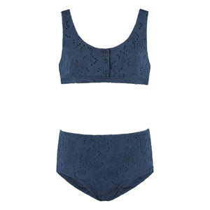 Beachlife - Recyceltes Faser-Badeanzug mit Knopfdetail | Nachtblau