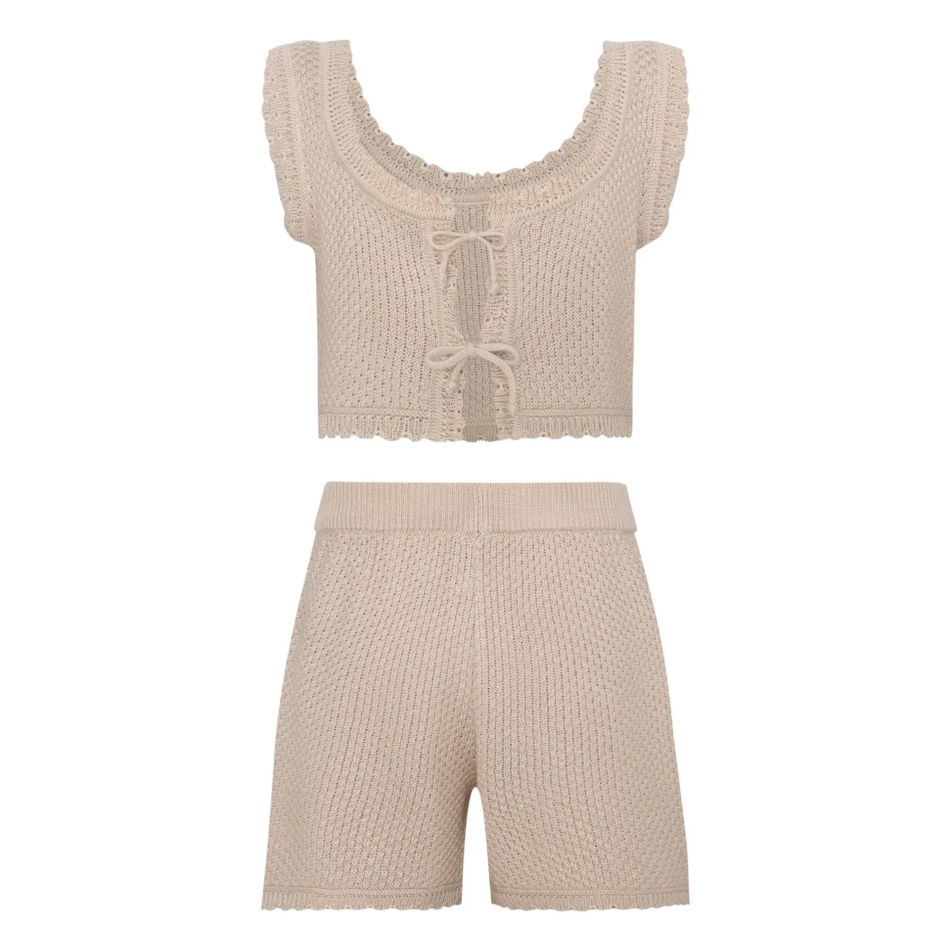 Pepita & Me - Rocky Maille Palm Oberteil und Shorts Set | Elfenbein