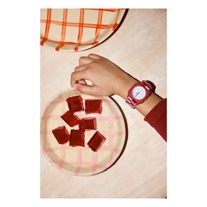 Mini Kyomo - Damier Raspberry Eiscreme-Uhr | Rosa
