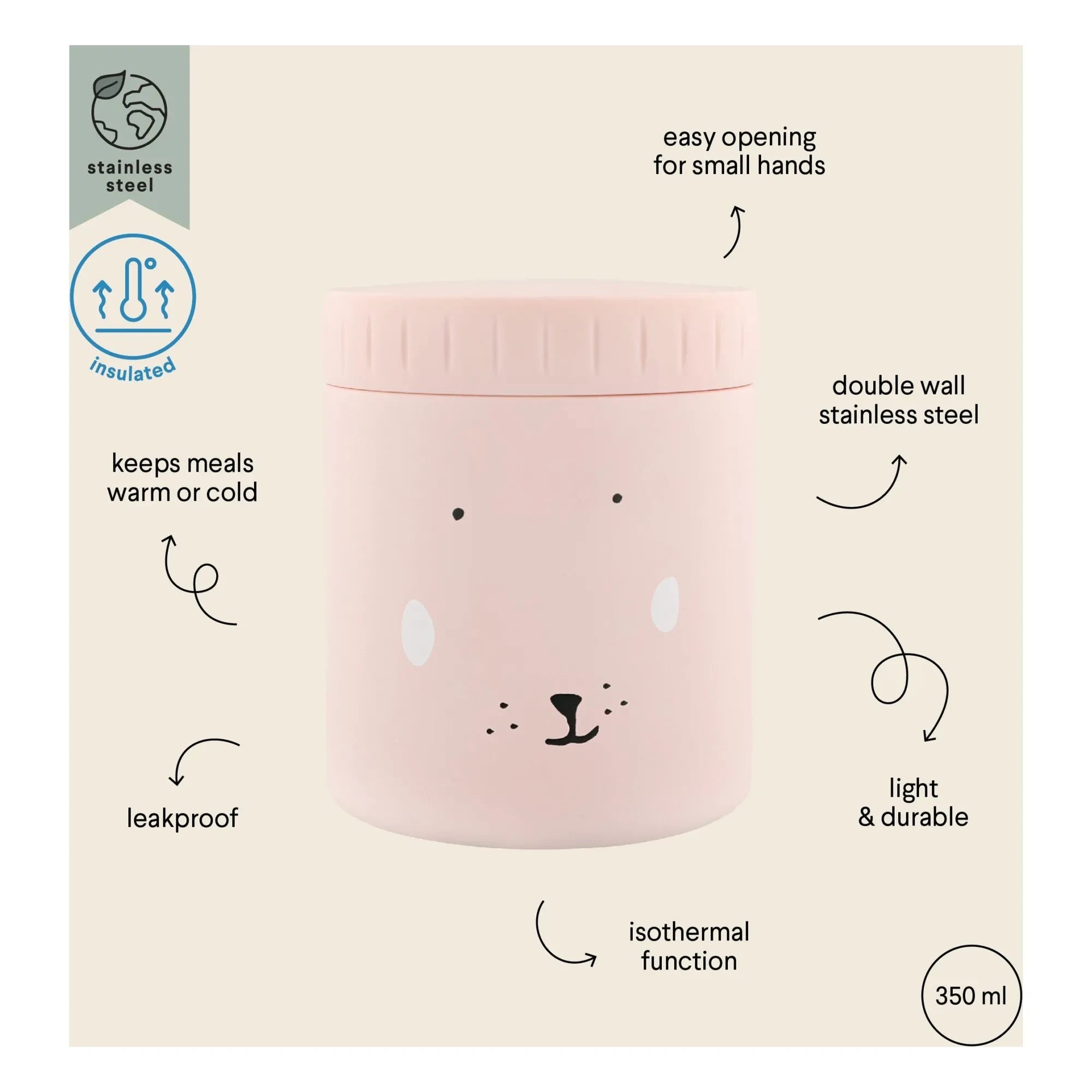 Trixie - Isolierte Essensbox 350 ml Mrs Rabbit | Rosa