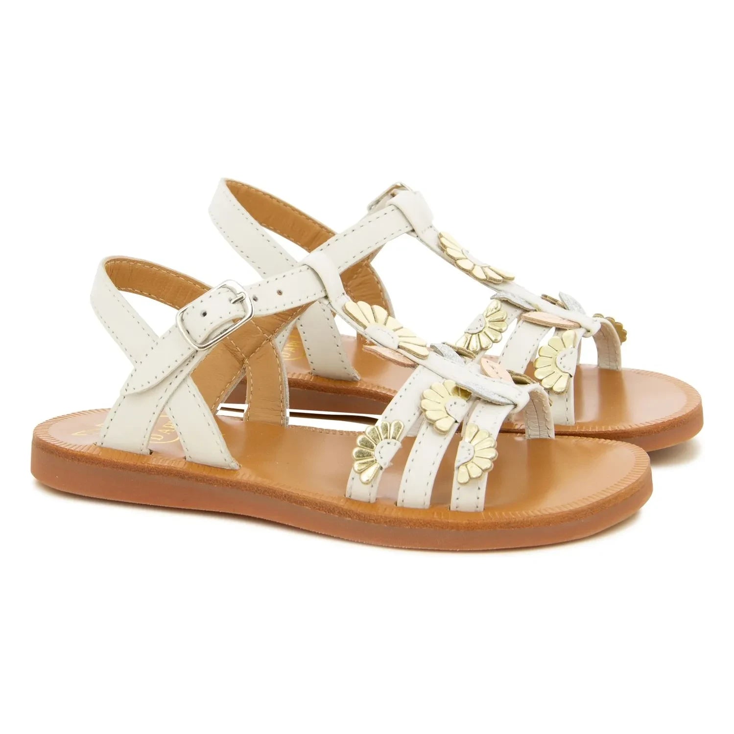 Pom d'Api - Plagette Multi Daisy Sandalen | Creme